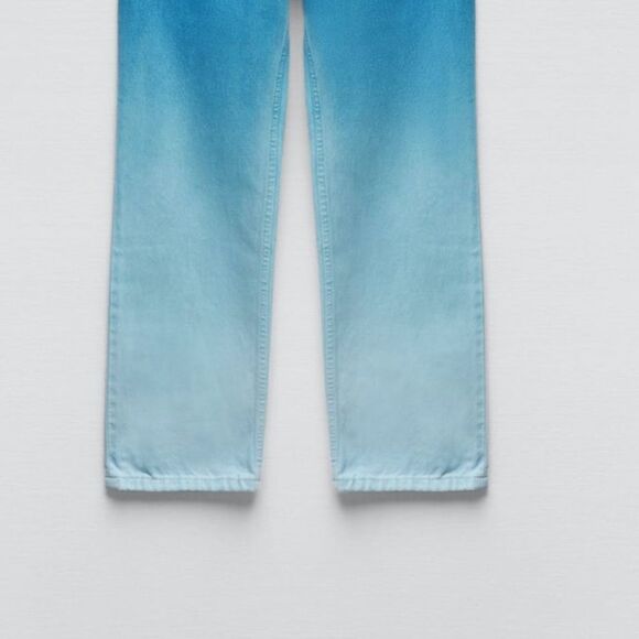 Zara Straight Leg Two Tone Jeans New - Picture 3 of 4